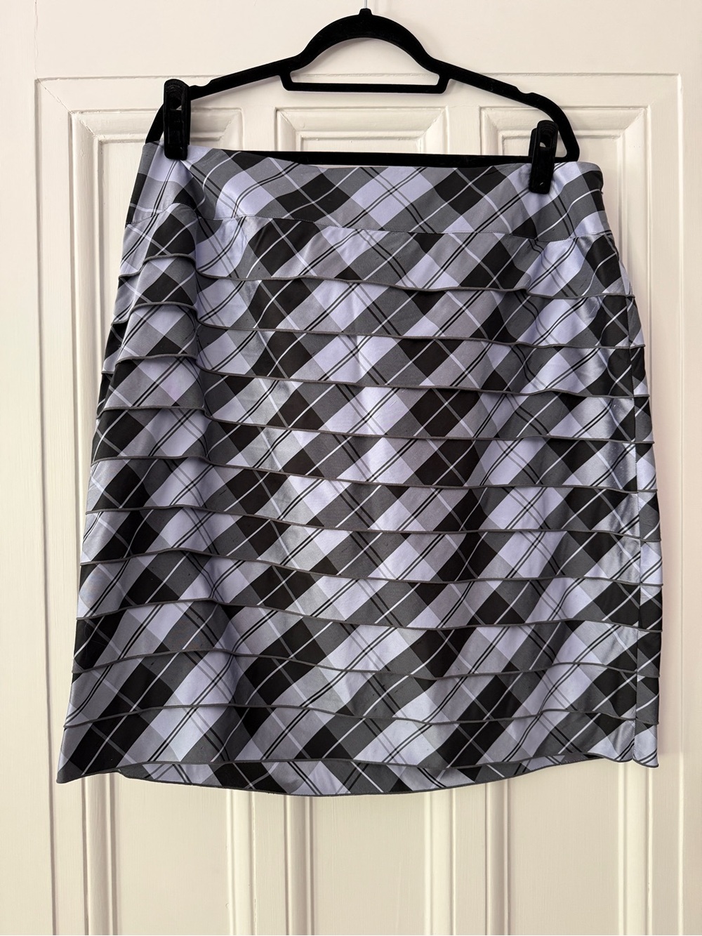 Carlisle Women’s Black and Light Blue Plaid Tiered Skirt
